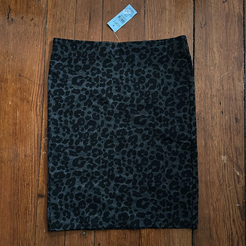 LOFT Cheetah Print Skirt, Charcoal Grey/Black - XSP